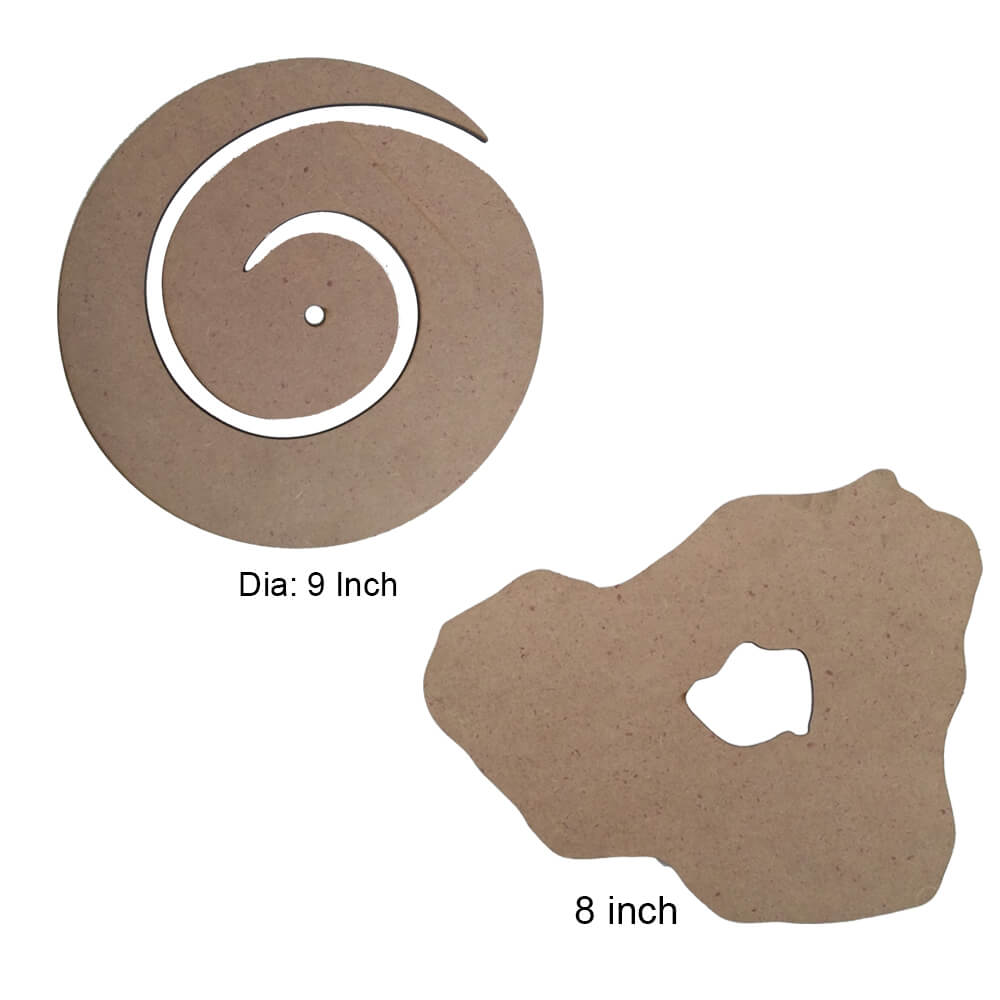 Set of 1 of MDF Spiral Clock and MDF Abstract